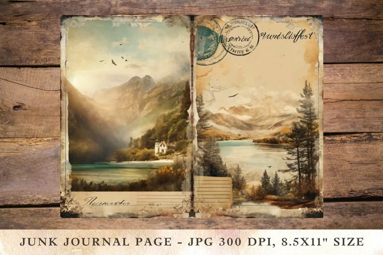 Printable Junk Journal Pages postcard travel 6