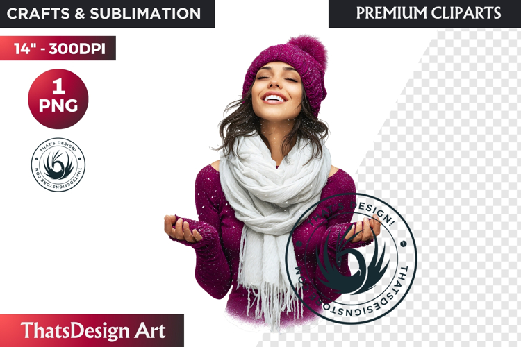 Cosy Winter Girl Clipart, Fashion Girl PNG, christmas