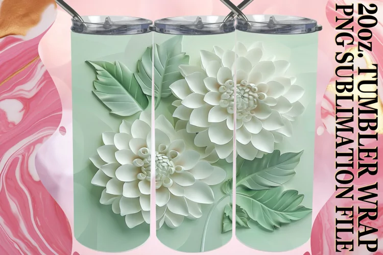 Blossom Serenity: Tumbler Wrap Sublimation