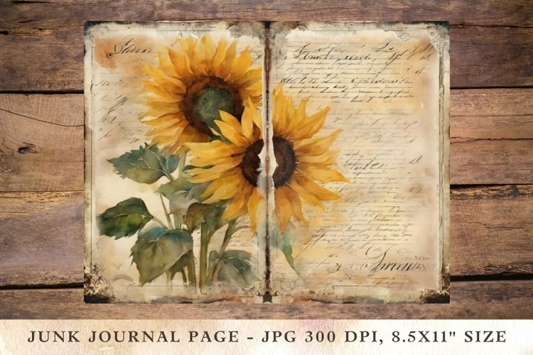 Printable Junk Journal Pages sunflower 9