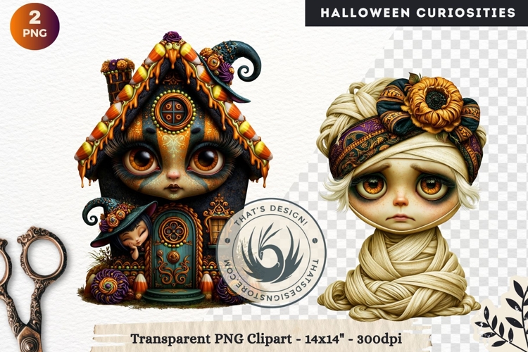 Surreal Halloween Character Cliparts Spooky Curiosities