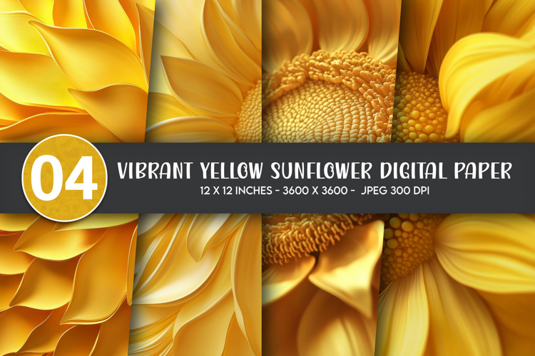 Vibrant Yellow Sunflower Digital Paper