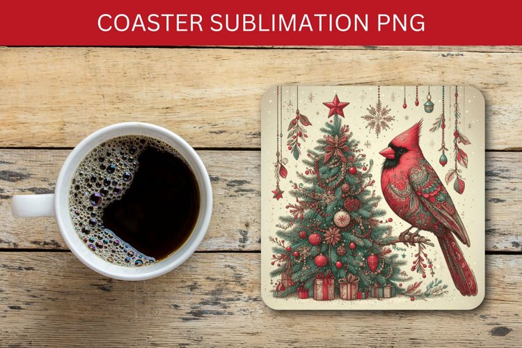 square coaster - cardinal bird