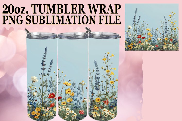 Vibrant Spring Meadow of Flowers Tumbler Wrap