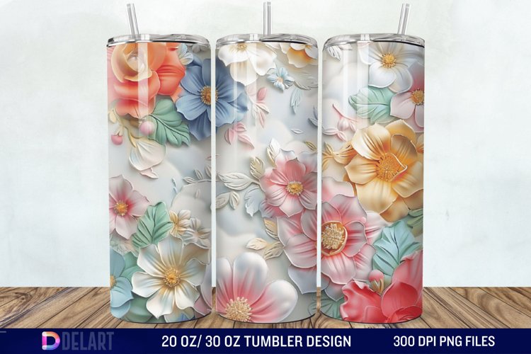 3D Painted Flower Tumbler Wrap example image 1
