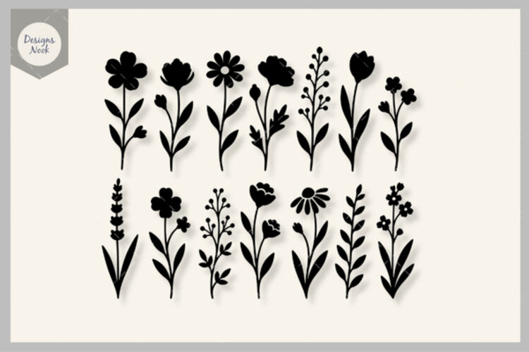 Garden Flowers SVG, Floral Silhouette, Wildflower SVG example image 1