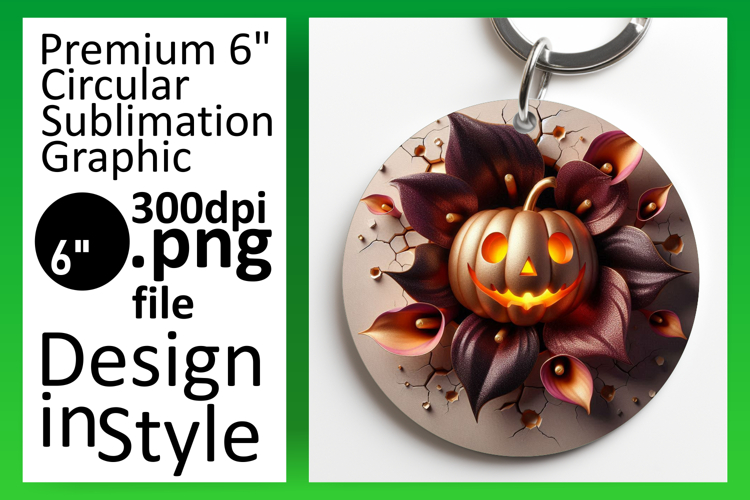 Cute Round Design for Keychains , 3D Pumpkin
