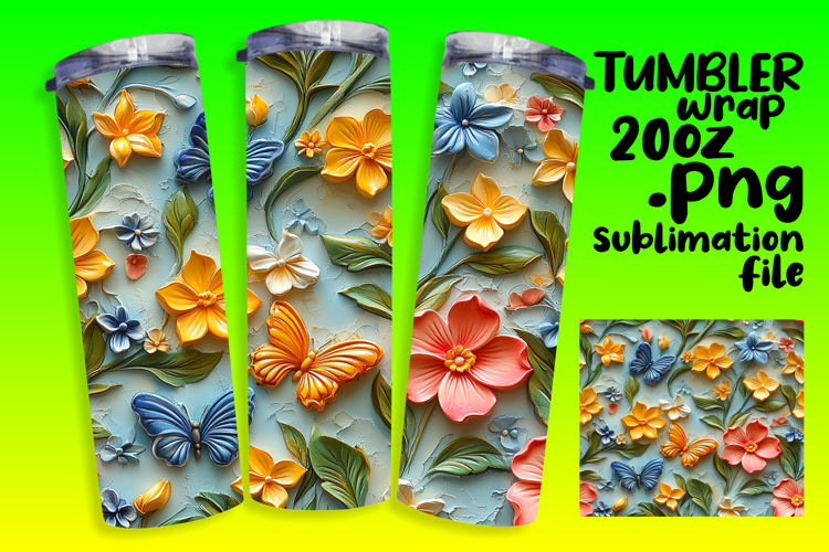 20oz Tumbler Wrap for Personalization , 3D Flower