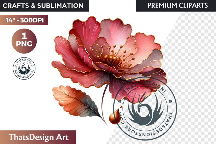 Pink Rose Gold flower Clipart, Abstract Flowers Wedding PNG