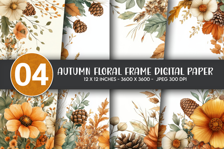 Floral Frame Digital Paper