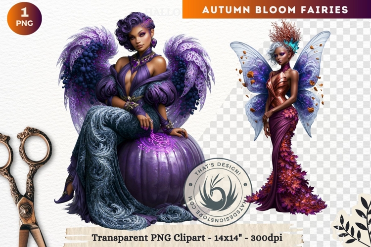 Autumn Bloom Floral Fairy Clipart, Mythical Fantasy PNG