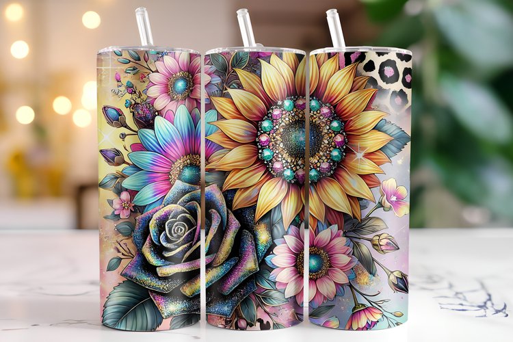 Flowers Tumbler Wrap | Sublimation | Tumblers example image 1