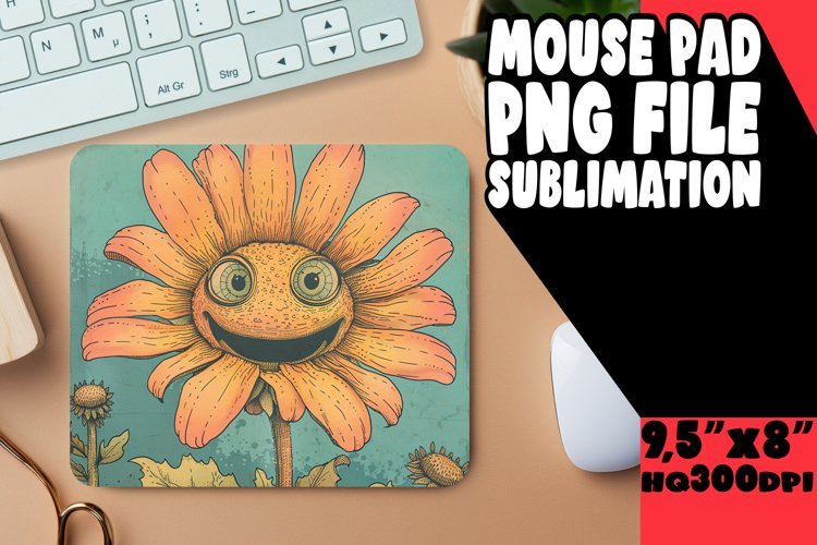 Retro Flower Fantasy: Mouse Pad Sublimation Spectacle PNG