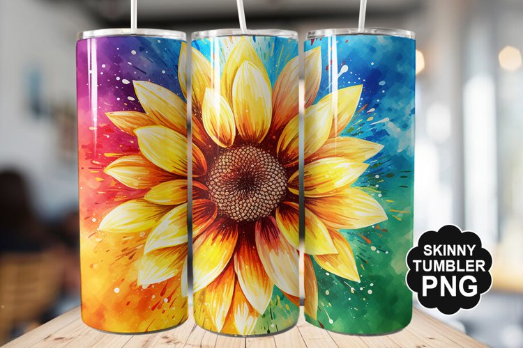 Rainbow Sunflower Tumbler - Sublimation Tumbler Design