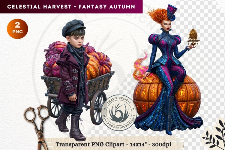 Autumn Fantasy Clipart PNG Celestial Steampunk Harvest