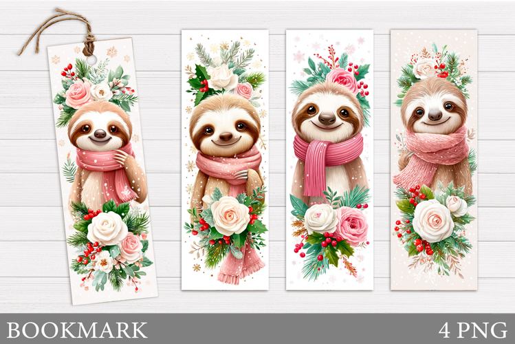 Christmas Sloth Bookmark. Cute Snowman Bookmark Printable