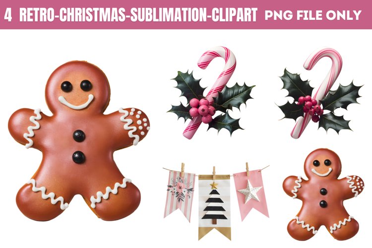 Retro Christmas Sublimation Clipart PNG