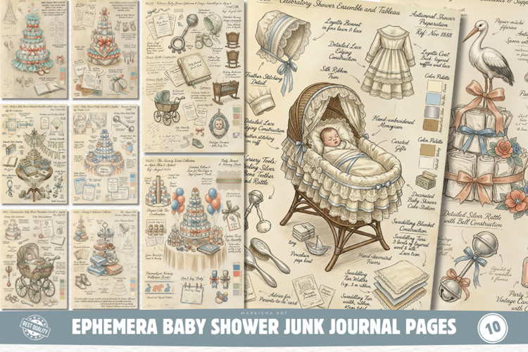 Ephemera Baby Shower Junk Journal Pages - Junk Journal Pack