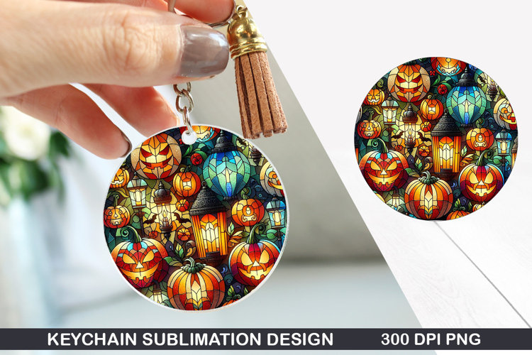 Pumpkin Keychain Sublimation - Autumn Keychain PNG Design