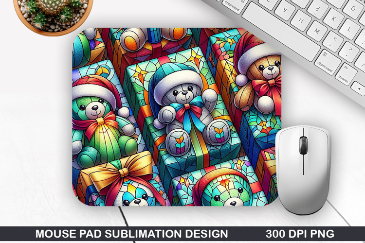 Bear Mouse Pad Sublimation, Christmas Mouse Pad PNG Design