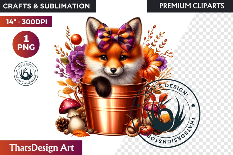 Autumn Cute animal in a bucket clipart Pumpkin thanksgiving