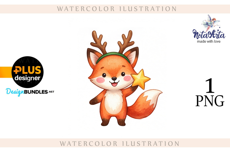 Illustration of a cute Christmas fox