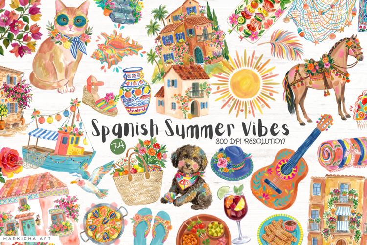 Spanish Summer Vibes Clipart example image 1