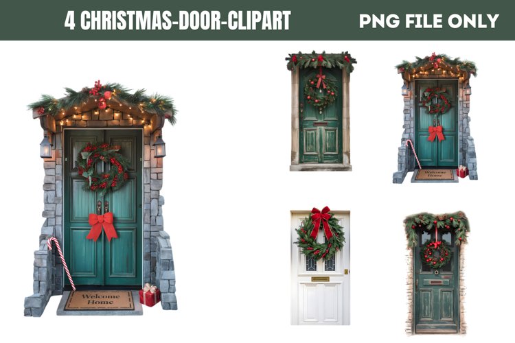 Christmas Door Sublimation Clipart PNG