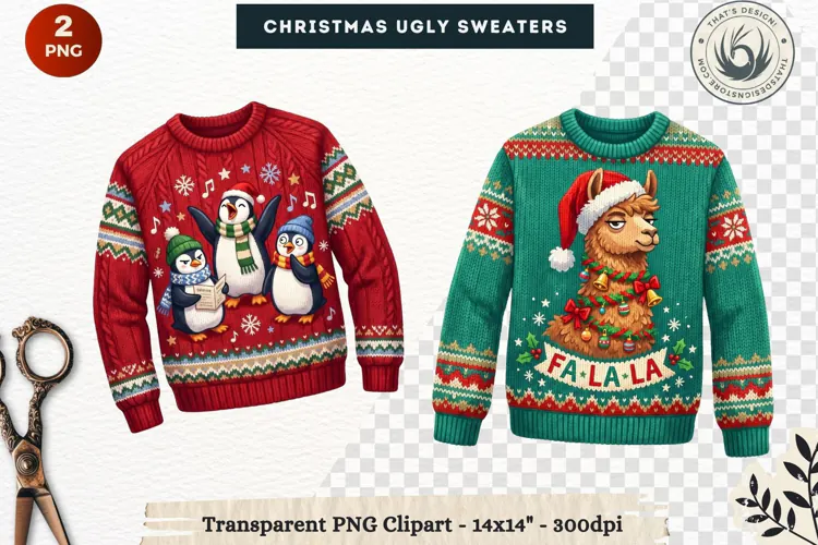Christmas Ugly Sweaters Clipart Holiday Winter Sweater PNG