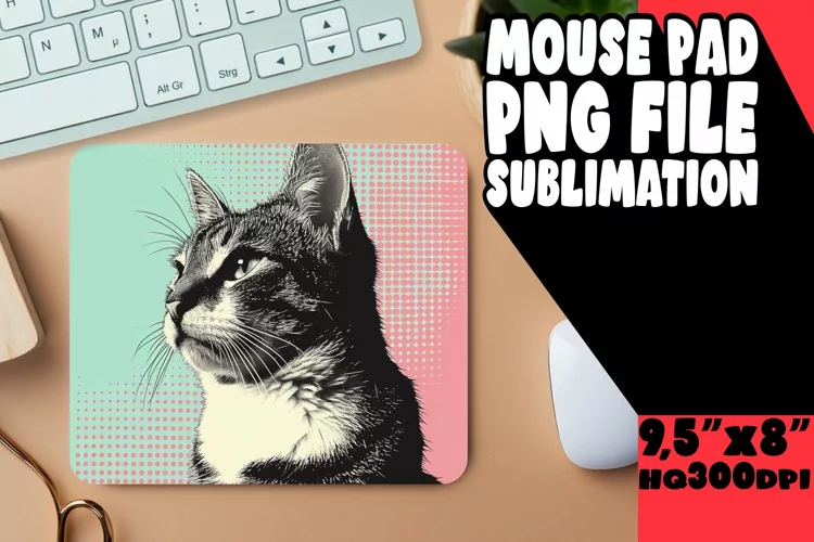Playful Cat Print Mouse Pad