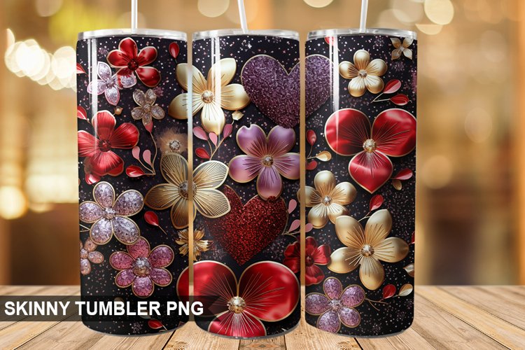 3D Valentines Day Tumbler Design | Sublimation Wrap 20 Oz