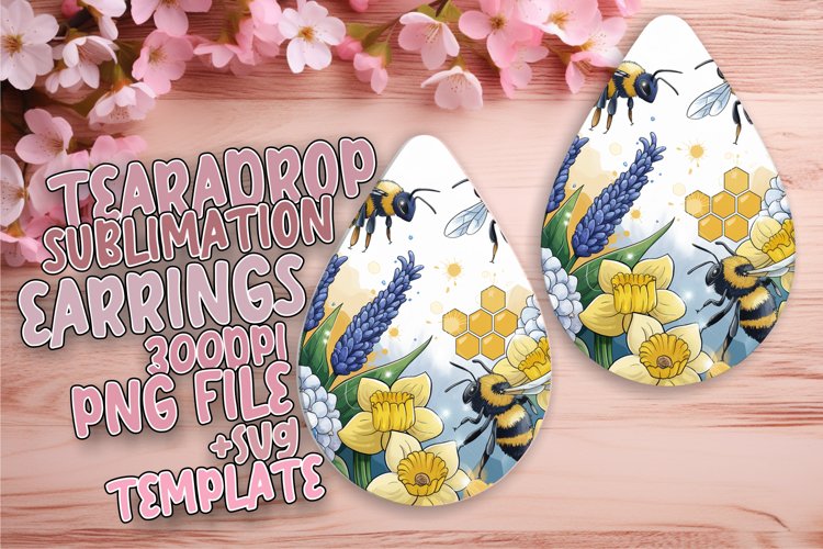 Dynamic Teardrop Earrings Design Template , Bee
