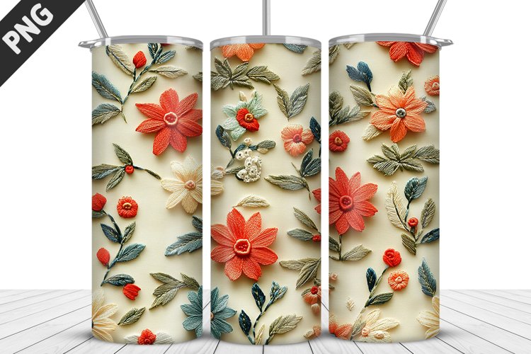 3D Daisy Flowers 20oz Tumbler Wrap | Sublimation Design example image 1
