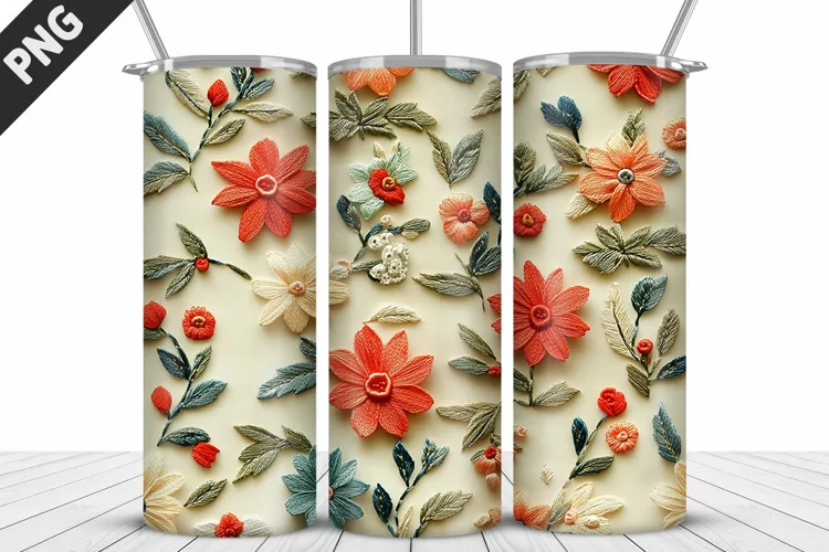 3D Daisy Flowers 20oz Tumbler Wrap | Sublimation Design
