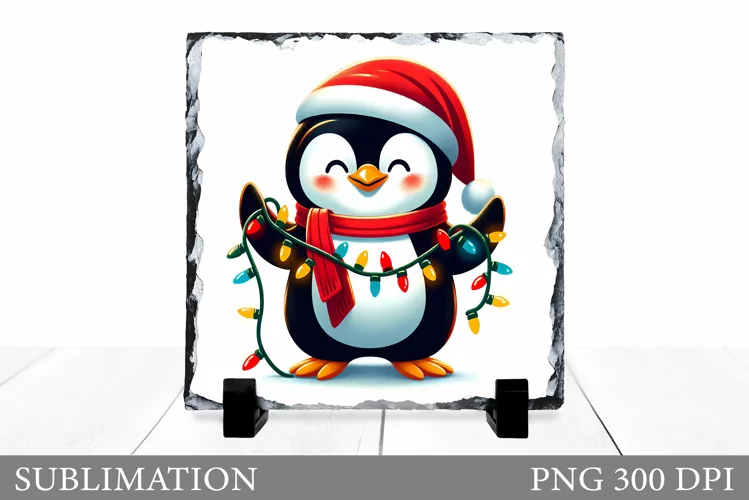 Cute Penguin Sublimation. Christmas Slate Sublimation