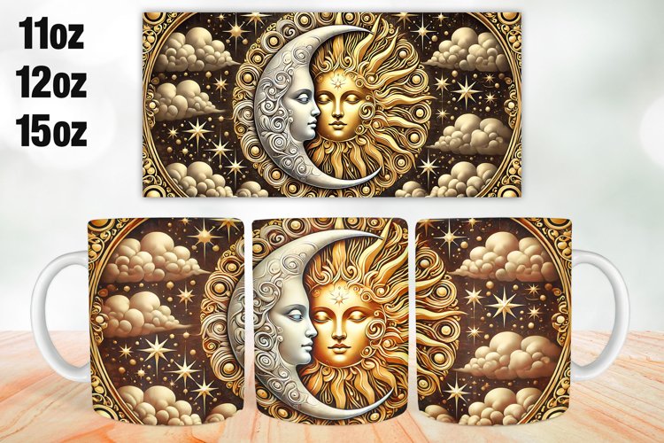 Moon faces Mug Wrap Sublimation 11oz, 12oz, 15oz