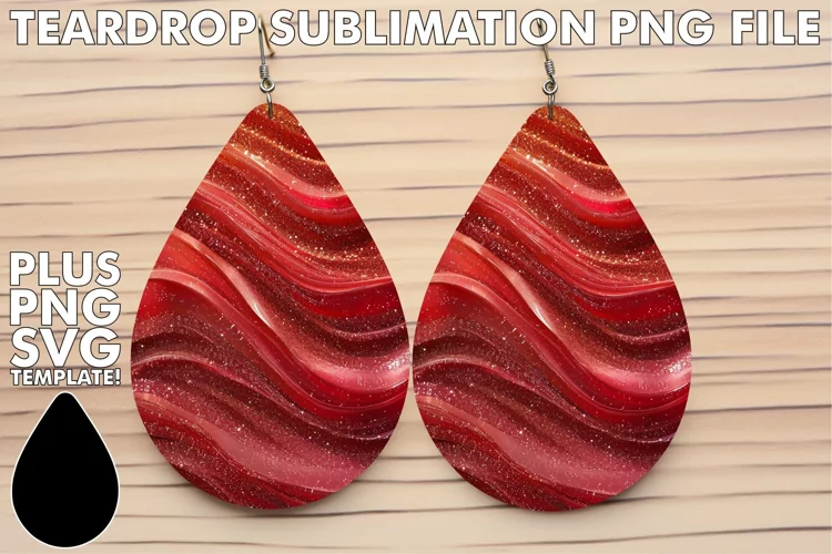 Red Sparkle Patterned Earrings