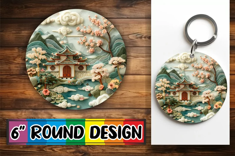 Beauty in 3D Circle Kaychain Sublimation Landscape Print