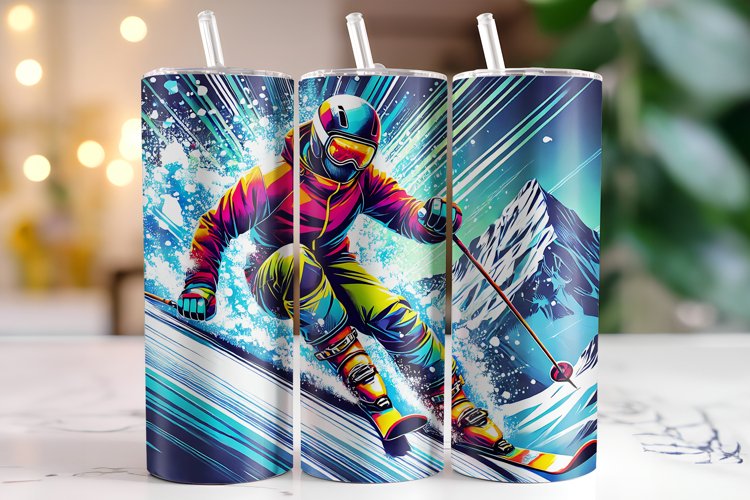 Skiing Tumbler Wrap | Sublimation | Tumblers