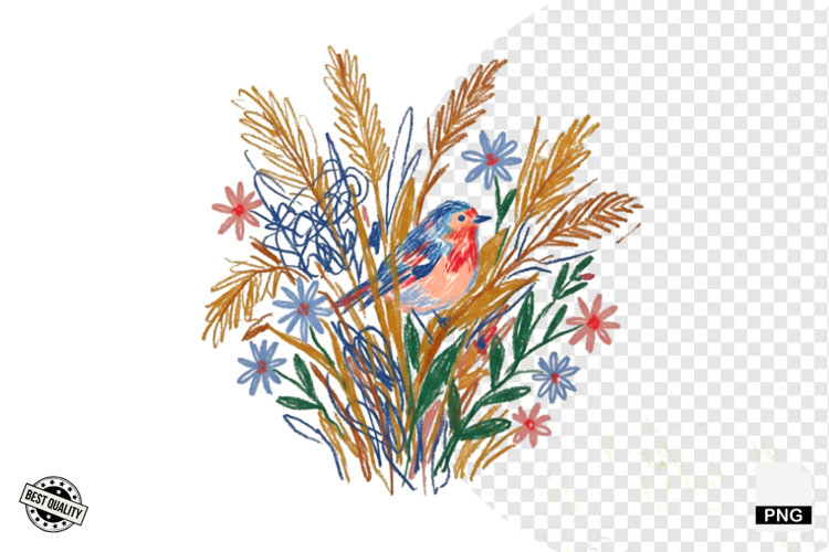 Autumn Wildflowers Meadow Clipart