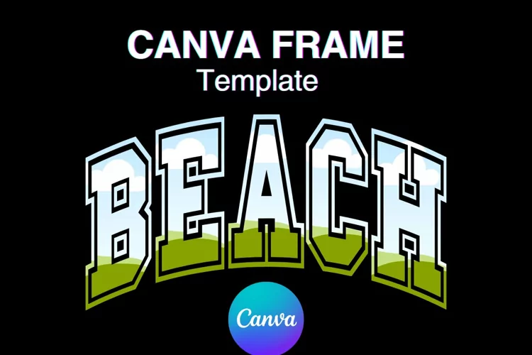 BEACH Canva Frame Varsity Add Photo Frame Summer Shirt_37