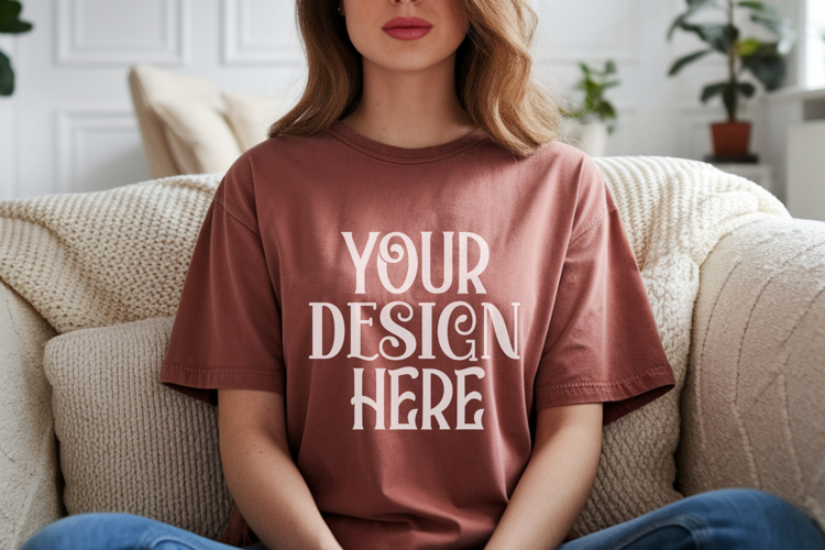 Brick Comfort Colors 1717 T-shirt Mockups,1717 Mockups