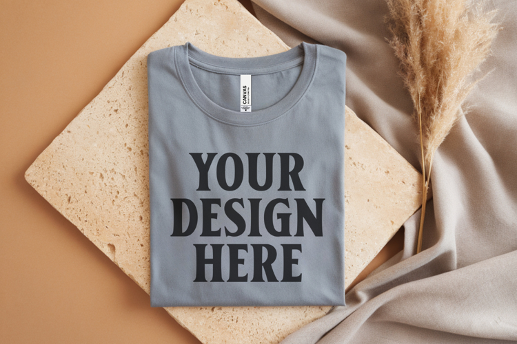 Heather Mauve Bella Canvas 3001 Flat Lay T-Shirt Mockup