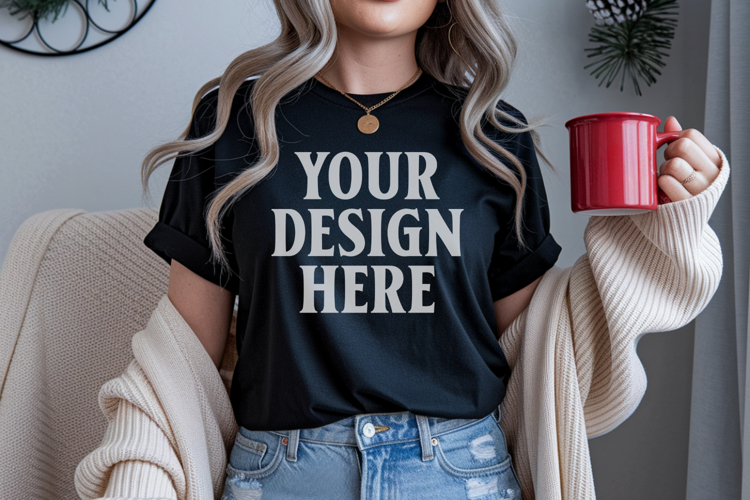 Black Tshirt Mockup Image 17
