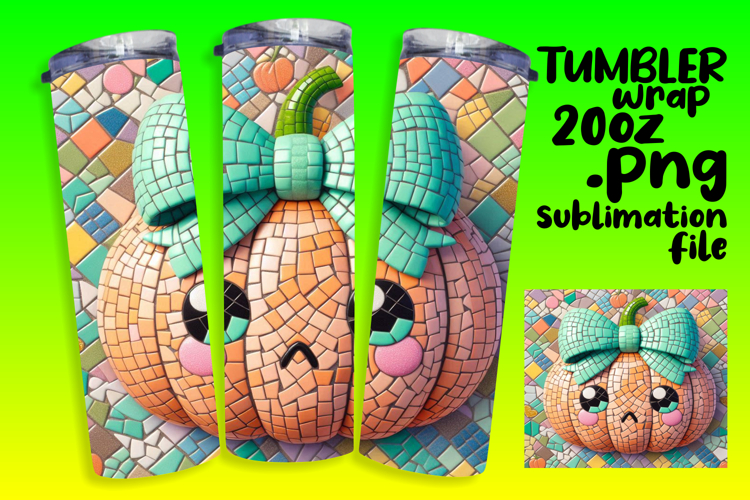 FRESH 20oz Tumbler Wrap for Personalization , Cute Pumpkin