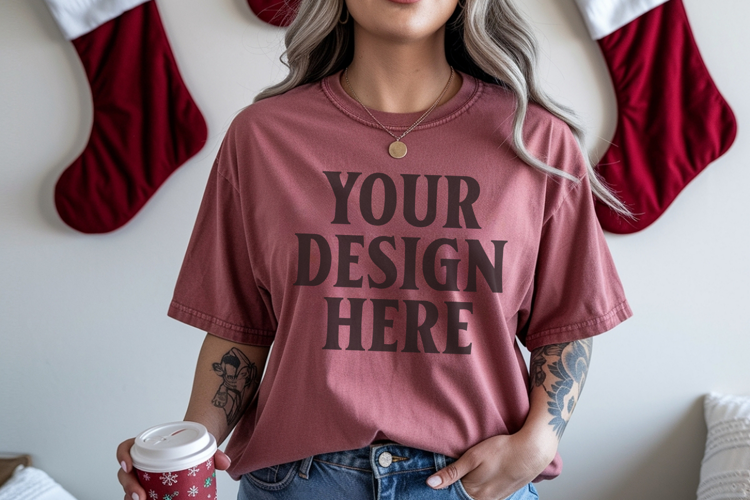 Brick Christmas Comfort Colors 1717 TShirt Mockup,cc1717 moc