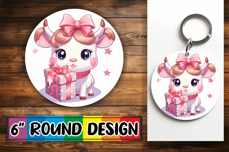 Playful Cow Round Ornament Delight