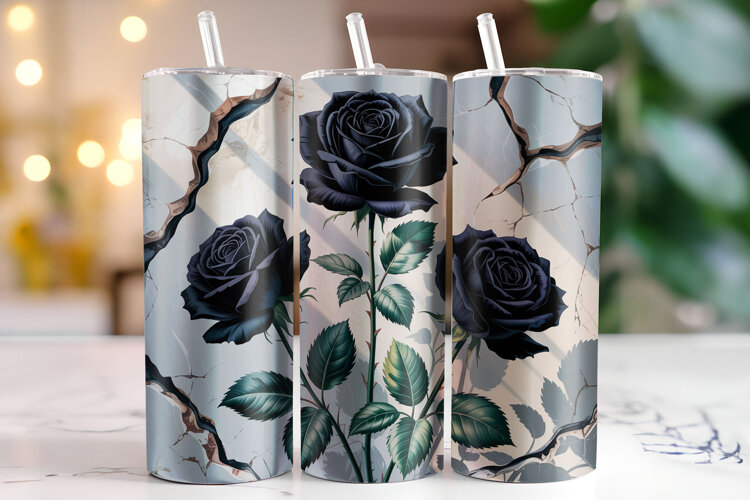 Rose Flowers Tumbler Wrap | Sublimation | Tumblers example image 1