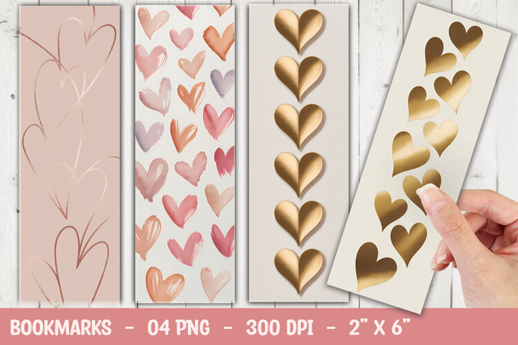 Gold Heart Bookmark Sublimation example image 1