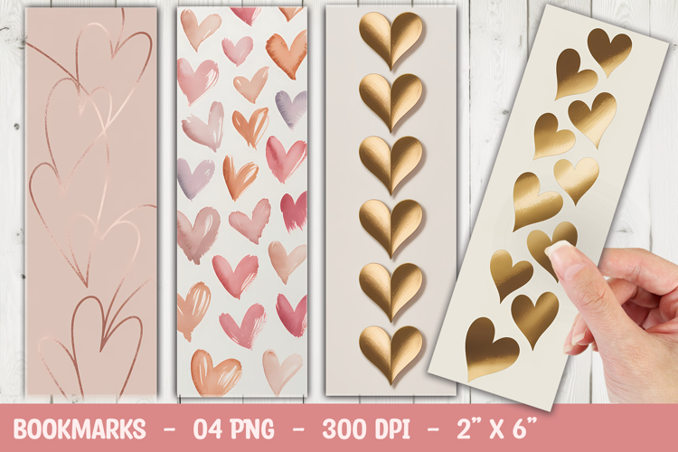 Gold Heart Bookmark Sublimation